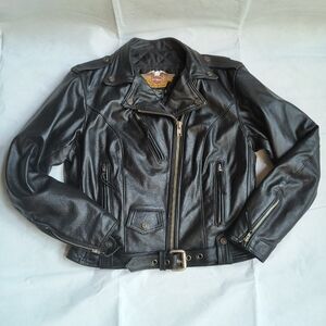 Harley-Davidson Women's Leather Biker Motorcycle Jacket Large Vintage 90s USA